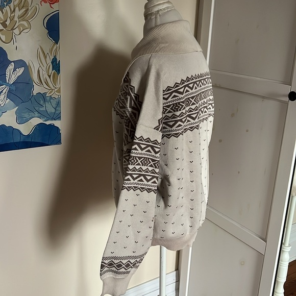 LOFT Outlet 100% Cozy Cotton Fair Isle Cardigan Sweater with Collar - XL - Picture 6 of 10